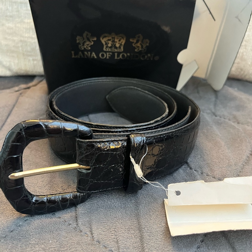 Lana Marks Black Alligator Skin Belt